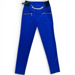BLUE PULL ON PANTS LEGGINGS CHAIN DETAIL HIGH WAIST SIZE 1 JUNIORS NEW NWT